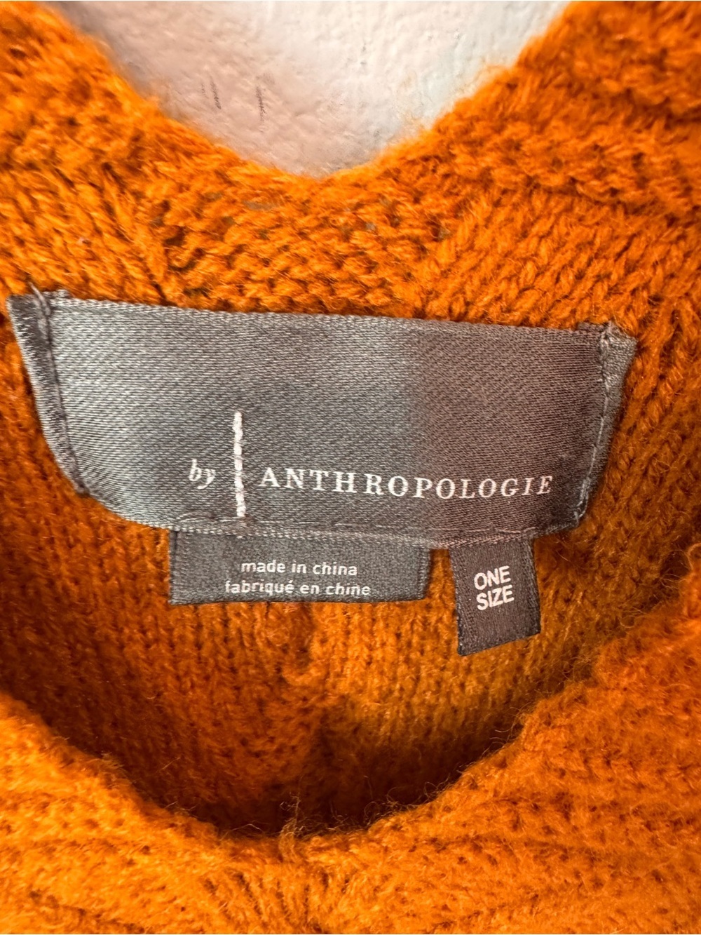 Anthropologie Cable Knit Oversized V-Neck Sweater Vest - Pumpkin Orange One Size - Picture 3 of 7